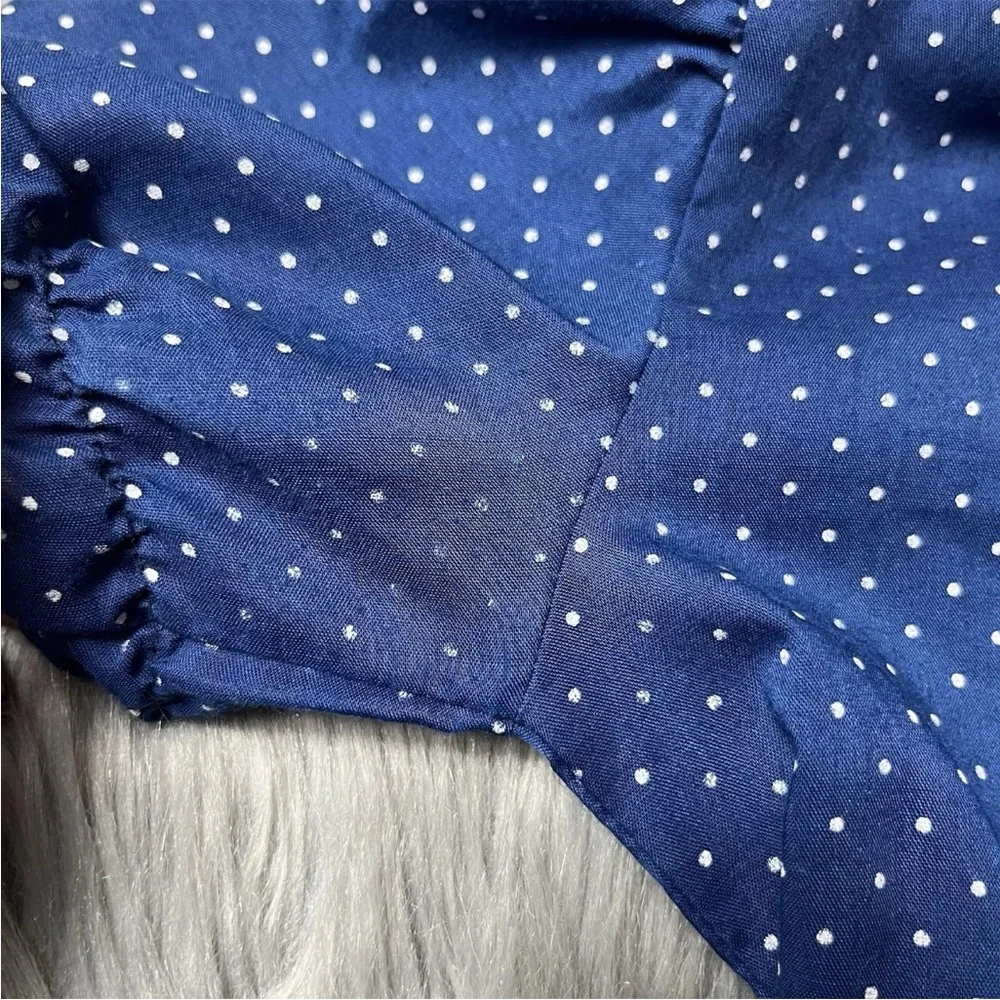 Vintage Winnie The Pooh Brand Toddler Girls Dress Navy White Polka Dot